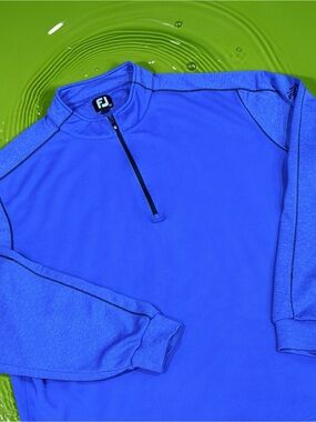 Footjoy FJ Pullover Men's XL Blue Quarter Zip Golf Performance Stretch Logo